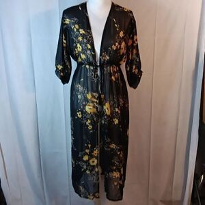 Woven Heart Sheer Floral Duster